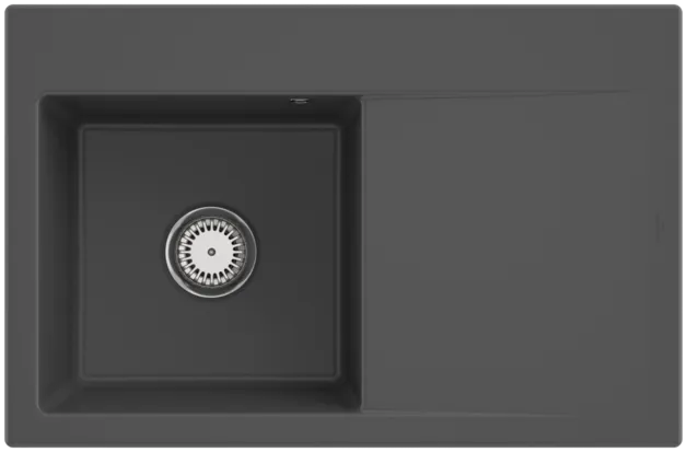 Bild von VILLEROY BOCH Subway Style 45 Einbauspüle, inklusive Ablaufgarnitur mit Handbetätigung, aus Keramik, 780 x 510 mm, Graphite CeramicPlus #334801I4