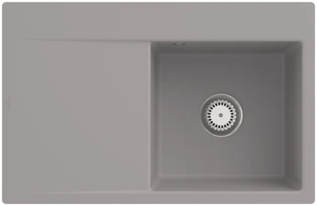Bild von VILLEROY BOCH Subway Style 45 Flat flächenbündige Spüle, inklusive Ablaufgarnitur mit Handbetätigung, aus Keramik, 780 x 510 mm, Fossil CeramicPlus #33471FKD