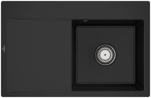 Bild von VILLEROY BOCH Subway Style 45 Flat flächenbündige Spüle, inklusive Ablaufgarnitur mit Handbetätigung, aus Keramik, 780 x 510 mm, Chromite CeramicPlus #33471FJ0