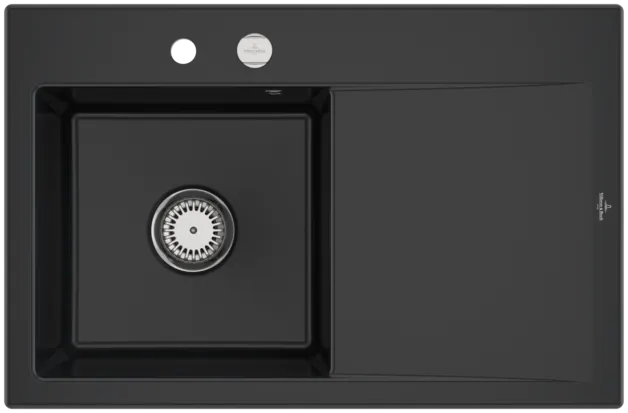 Obrázek VILLEROY BOCH Subway Style 45 Built-in sink, included Waste system pop-up, of Ceramic, 780 x 510 mm, Ebony CeramicPlus #334802S5