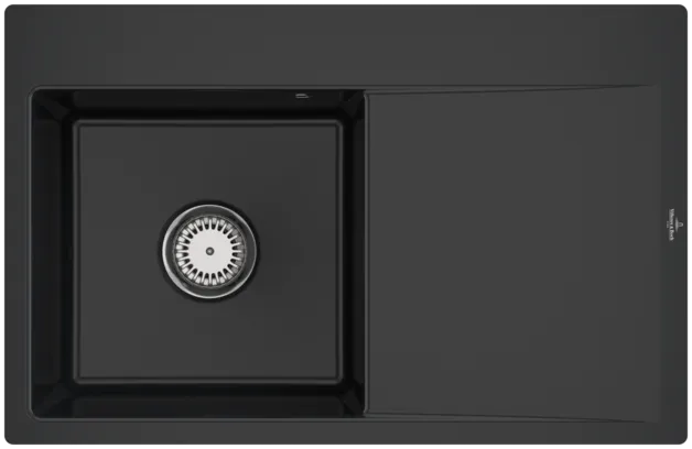 Bild von VILLEROY BOCH Subway Style 45 Flat flächenbündige Spüle, inklusive Ablaufgarnitur mit Handbetätigung, aus Keramik, 780 x 510 mm, Ebony CeramicPlus #33481FS5