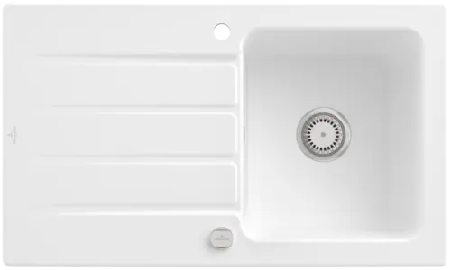 Bild von VILLEROY BOCH Architectura 50 Einbauspüle, inklusive Ablaufgarnitur mit Excenterbetätigung, aus Keramik, 860 x 510 mm, Stone White CeramicPlus #335002RW