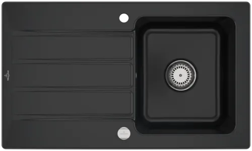 Bild von VILLEROY BOCH Architectura 50 Einbauspüle, inklusive Ablaufgarnitur mit Excenterbetätigung, aus Keramik, 860 x 510 mm, Pure Black #335002R7