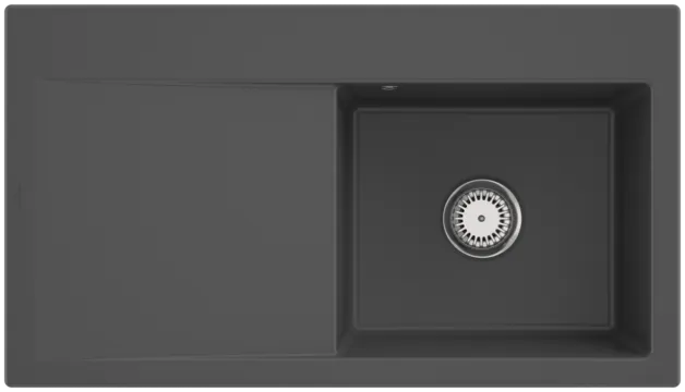 Bild von VILLEROY BOCH Subway Style 50 Einbauspüle, inklusive Ablaufgarnitur mit Handbetätigung, aus Keramik, 900 x 510 mm, Graphite CeramicPlus #335101I4