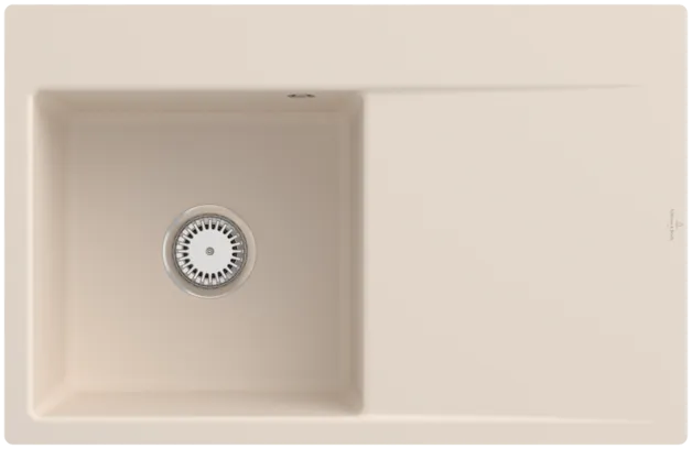 Bild von VILLEROY BOCH Subway Style 45 Flat flächenbündige Spüle, inklusive Ablaufgarnitur mit Handbetätigung, aus Keramik, 780 x 510 mm, Ivory CeramicPlus #33481FFU