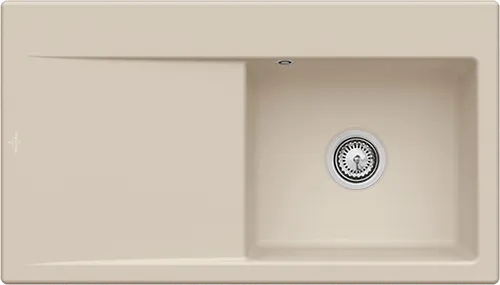 Bild von VILLEROY BOCH Subway Style 50 Einbauspüle, inklusive Ablaufgarnitur mit Handbetätigung, aus Keramik, 900 x 510 mm, Almond CeramicPlus #335101AM