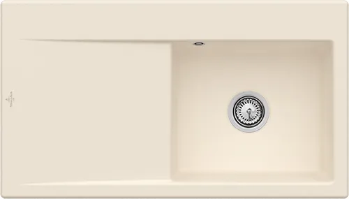 Bild von VILLEROY BOCH Subway Style 50 Einbauspüle, inklusive Ablaufgarnitur mit Handbetätigung, aus Keramik, 900 x 510 mm, Ivory CeramicPlus #335101FU