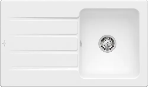 Bild von VILLEROY BOCH Architectura 50 Einbauspüle, inklusive Ablaufgarnitur mit Handbetätigung, aus Keramik, 860 x 510 mm, Stone White CeramicPlus #335001RW