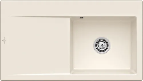 Bild von VILLEROY BOCH Subway Style 50 Einbauspüle, inklusive Ablaufgarnitur mit Handbetätigung, aus Keramik, 900 x 510 mm, Crema CeramicPlus #335101KR