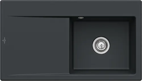 Bild von VILLEROY BOCH Subway Style 50 Einbauspüle, inklusive Ablaufgarnitur mit Handbetätigung, aus Keramik, 900 x 510 mm, Ebony CeramicPlus #335101S5