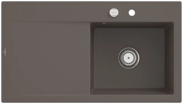 Bild von VILLEROY BOCH Subway Style 50 Einbauspüle, inklusive Ablaufgarnitur mit Excenterbetätigung, aus Keramik, 900 x 510 mm, Timber CeramicPlus #335102TR