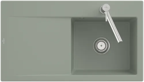 Bild von VILLEROY BOCH Subway Style 50 Einbauspüle, inklusive Ablaufgarnitur mit Handbetätigung, aus Keramik, 900 x 510 mm, Morning Green CeramicPlus #335101R8