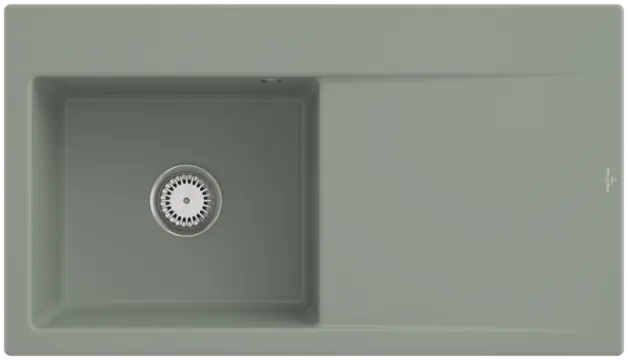 Bild von VILLEROY BOCH Subway Style 50 Einbauspüle, inklusive Ablaufgarnitur mit Handbetätigung, aus Keramik, 900 x 510 mm, Morning Green CeramicPlus #335201R8