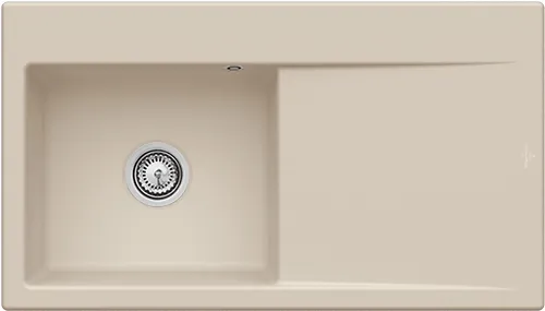 Bild von VILLEROY BOCH Subway Style 50 Einbauspüle, inklusive Ablaufgarnitur mit Handbetätigung, aus Keramik, 900 x 510 mm, Almond CeramicPlus #335201AM