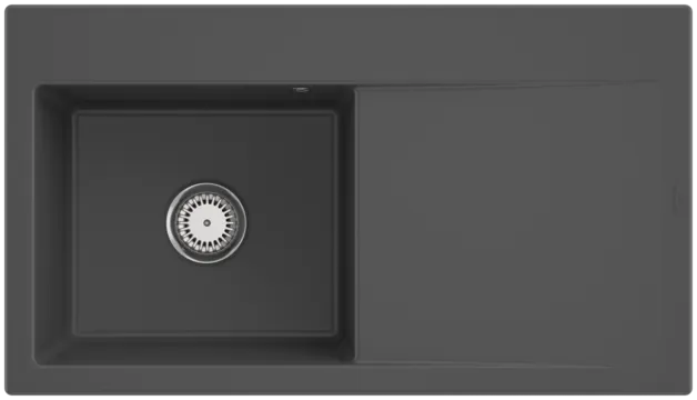 Bild von VILLEROY BOCH Subway Style 50 Einbauspüle, inklusive Ablaufgarnitur mit Handbetätigung, aus Keramik, 900 x 510 mm, Graphite CeramicPlus #335201I4