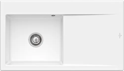 Bild von VILLEROY BOCH Subway Style 50 Einbauspüle, inklusive Ablaufgarnitur mit Handbetätigung, aus Keramik, 900 x 510 mm, Snow White CeramicPlus #335201KG