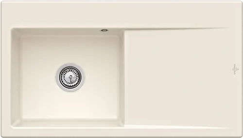 Bild von VILLEROY BOCH Subway Style 50 Einbauspüle, inklusive Ablaufgarnitur mit Handbetätigung, aus Keramik, 900 x 510 mm, Crema CeramicPlus #335201KR
