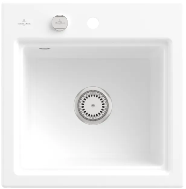 Obrázek VILLEROY BOCH Subway Style 50 S Built-in sink, included Waste system pop-up, Draining rack, of Ceramic, 500 x 510 mm, Stone White CeramicPlus #335502RW