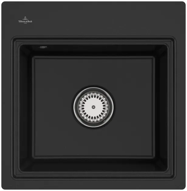 Obrázek VILLEROY BOCH Subway Style 50 S Flat Flush-mounted sink, included Waste system hand-operated, Draining rack, of Ceramic, 500 x 510 mm, Chromit CeramicPlus #33551FJ0