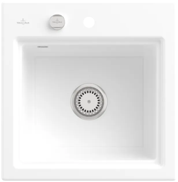 Obrázek VILLEROY BOCH Subway Style 50 S Built-in sink, included Waste system pop-up, Draining rack, of Ceramic, 500 x 510 mm, White Alpin CeramicPlus #335A02R1