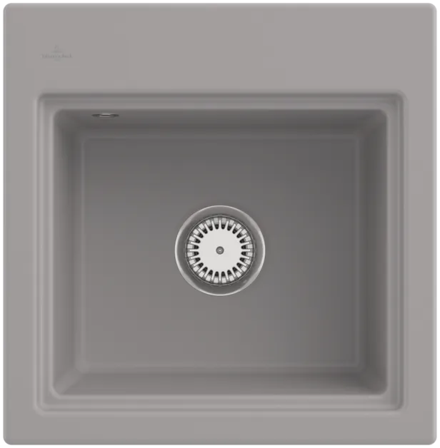 Bild von VILLEROY BOCH Subway Style 50 S Einbauspüle, inklusive Ablaufgarnitur mit Handbetätigung, Abtropfgitter, aus Keramik, 500 x 510 mm, Fossil CeramicPlus #335A01KD
