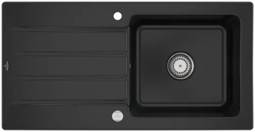 Bild von VILLEROY BOCH Architectura 60 Einbauspüle, inklusive Ablaufgarnitur mit Excenterbetätigung, aus Keramik, 1000 x 510 mm, Pure Black CeramicPlus #336002R7