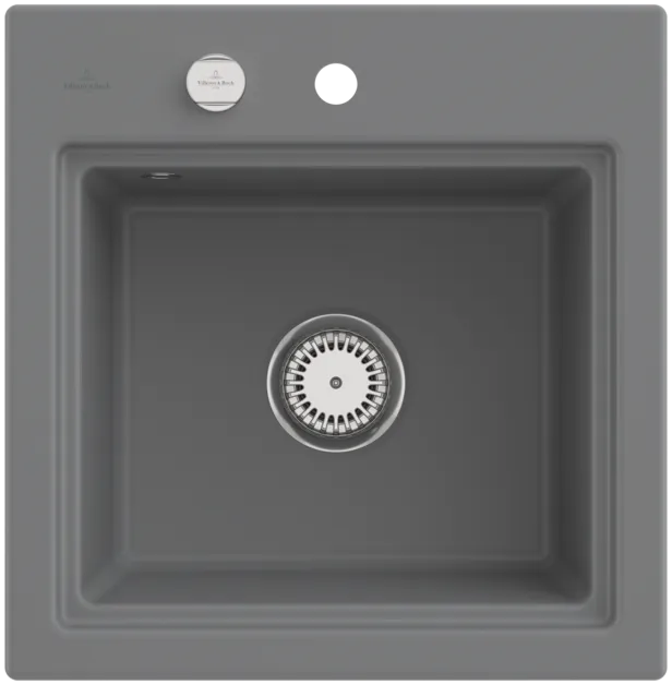 Bild von VILLEROY BOCH Subway Style 50 S Einbauspüle, inklusive Ablaufgarnitur mit Excenterbetätigung, Abtropfgitter, aus Keramik, 500 x 510 mm, Stone CeramicPlus #335A02SL