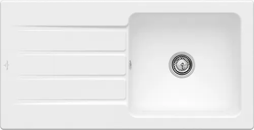 Bild von VILLEROY BOCH Architectura 60 Einbauspüle, inklusive Ablaufgarnitur mit Handbetätigung, aus Keramik, 1000 x 510 mm, Stone White CeramicPlus #336001RW