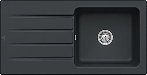 Bild von VILLEROY BOCH Architectura 60 Einbauspüle, inklusive Ablaufgarnitur mit Handbetätigung, aus Keramik, 1000 x 510 mm, Pure Black #336001R7