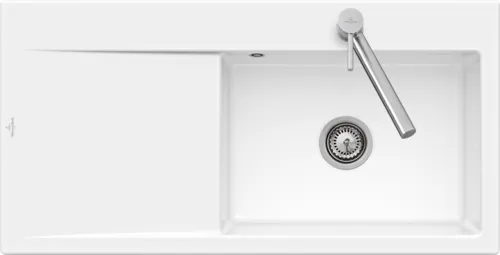 Bild von VILLEROY BOCH Subway Style 60 Einbauspüle, inklusive Ablaufgarnitur mit Handbetätigung, aus Keramik, 1000 x 510 mm, Weiß Alpin CeramicPlus #336101R1