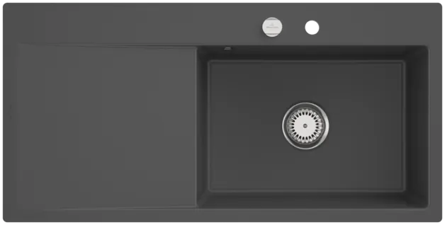 Bild von VILLEROY BOCH Subway Style 60 Flat flächenbündige Spüle, inklusive Ablaufgarnitur mit Excenterbetätigung, aus Keramik, 980 x 490 mm, Graphite CeramicPlus #33612FI4