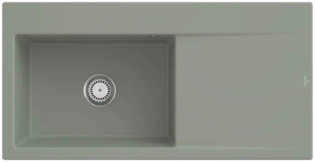 Bild von VILLEROY BOCH Subway Style 60 Einbauspüle, inklusive Ablaufgarnitur mit Handbetätigung, aus Keramik, 1000 x 510 mm, Morning Green CeramicPlus #336201R8