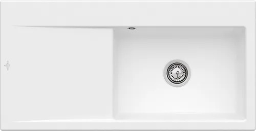 Bild von VILLEROY BOCH Subway Style 60 Einbauspüle, inklusive Ablaufgarnitur mit Handbetätigung, aus Keramik, 1000 x 510 mm, Stone White CeramicPlus #336101RW