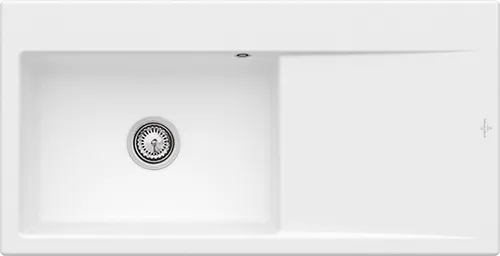 Bild von VILLEROY BOCH Subway Style 60 Einbauspüle, inklusive Ablaufgarnitur mit Handbetätigung, aus Keramik, 1000 x 510 mm, Stone White CeramicPlus #336201RW
