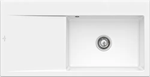 Bild von VILLEROY BOCH Subway Style 60 Einbauspüle, inklusive Ablaufgarnitur mit Handbetätigung, aus Keramik, 1000 x 510 mm, Snow White CeramicPlus #336101KG