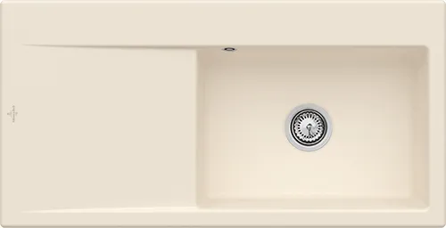 Bild von VILLEROY BOCH Subway Style 60 Einbauspüle, inklusive Ablaufgarnitur mit Handbetätigung, aus Keramik, 1000 x 510 mm, Ivory CeramicPlus #336101FU