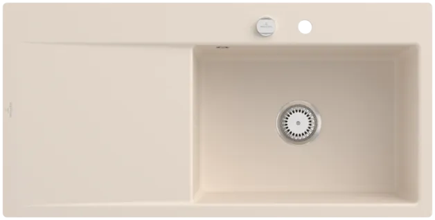 Bild von VILLEROY BOCH Subway Style 60 Flat flächenbündige Spüle, inklusive Ablaufgarnitur mit Excenterbetätigung, aus Keramik, 980 x 490 mm, Ivory CeramicPlus #33612FFU