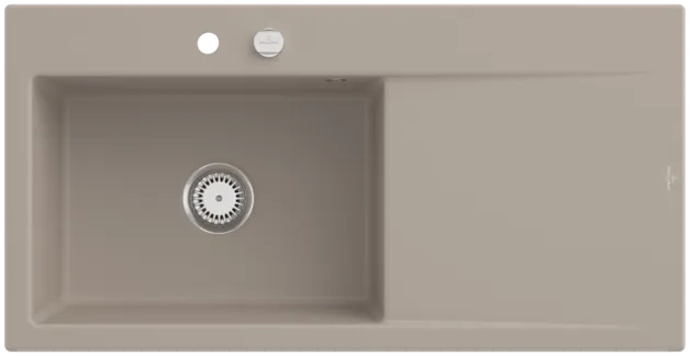Bild von VILLEROY BOCH Subway Style 60 Einbauspüle, inklusive Ablaufgarnitur mit Excenterbetätigung, aus Keramik, 1000 x 510 mm, Almond CeramicPlus #336202AM
