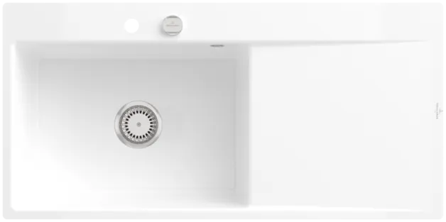 Bild von VILLEROY BOCH Subway Style 60 Flat flächenbündige Spüle, inklusive Ablaufgarnitur mit Excenterbetätigung, aus Keramik, 980 x 490 mm, Weiß Alpin CeramicPlus #33622FR1