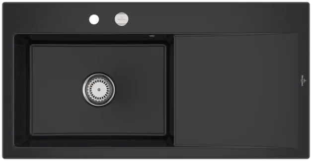 Bild von VILLEROY BOCH Subway Style 60 Einbauspüle, inklusive Ablaufgarnitur mit Excenterbetätigung, aus Keramik, 1000 x 510 mm, Ebony CeramicPlus #336202S5