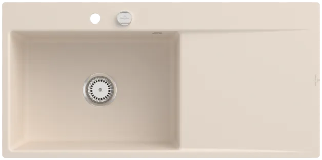 Bild von VILLEROY BOCH Subway Style 60 Flat flächenbündige Spüle, inklusive Ablaufgarnitur mit Excenterbetätigung, aus Keramik, 980 x 490 mm, Ivory CeramicPlus #33622FFU