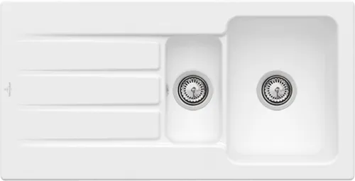 Bild von VILLEROY BOCH Architectura 60 XR Einbauspüle, inklusive Ablaufgarnitur mit Handbetätigung, aus Keramik, 1000 x 510 mm, Stone White CeramicPlus #336501RW