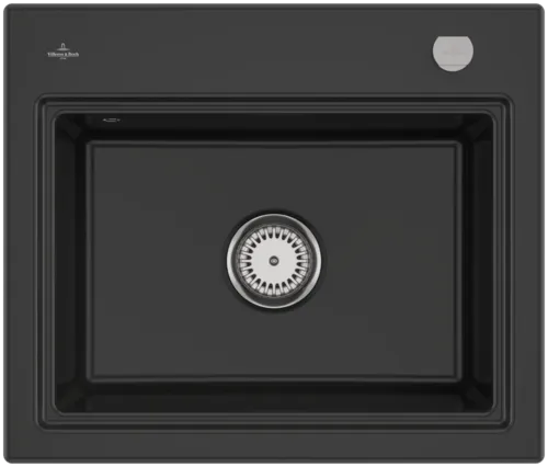 Bild von VILLEROY BOCH Subway Style 60 S Einbauspüle, inklusive Ablaufgarnitur mit Excenterbetätigung, Abtropfgitter, aus Keramik, 600 x 510 mm, Ebony CeramicPlus #336602S5