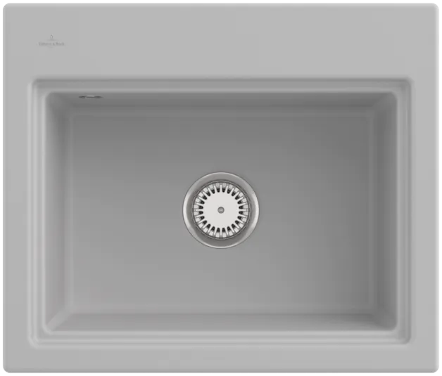 Bild von VILLEROY BOCH Subway Style 60 S Einbauspüle, inklusive Ablaufgarnitur mit Handbetätigung, Abtropfgitter, aus Keramik, 600 x 510 mm, Steam CeramicPlus #336A01SM