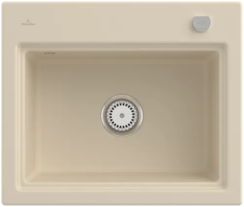 Bild von VILLEROY BOCH Subway Style 60 S Einbauspüle, inklusive Ablaufgarnitur mit Excenterbetätigung, Abtropfgitter, aus Keramik, 600 x 510 mm, Ivory CeramicPlus #336602FU