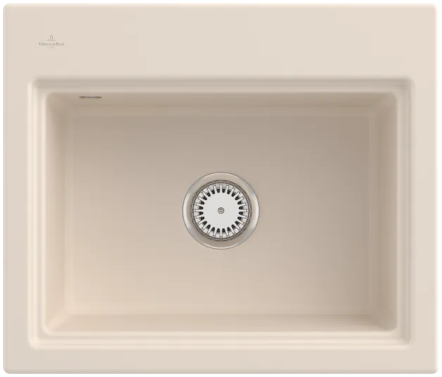 Bild von VILLEROY BOCH Subway Style 60 S Einbauspüle, inklusive Ablaufgarnitur mit Handbetätigung, Abtropfgitter, aus Keramik, 600 x 510 mm, Ivory CeramicPlus #336A01FU