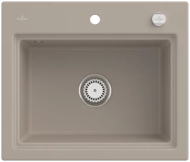 Bild von VILLEROY BOCH Subway Style 60 S Einbauspüle, inklusive Ablaufgarnitur mit Excenterbetätigung, Abtropfgitter, aus Keramik, 600 x 510 mm, Almond CeramicPlus #336A02AM