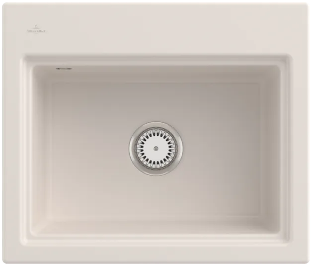 Bild von VILLEROY BOCH Subway Style 60 S Einbauspüle, inklusive Ablaufgarnitur mit Handbetätigung, Abtropfgitter, aus Keramik, 600 x 510 mm, Crema CeramicPlus #336A01KR
