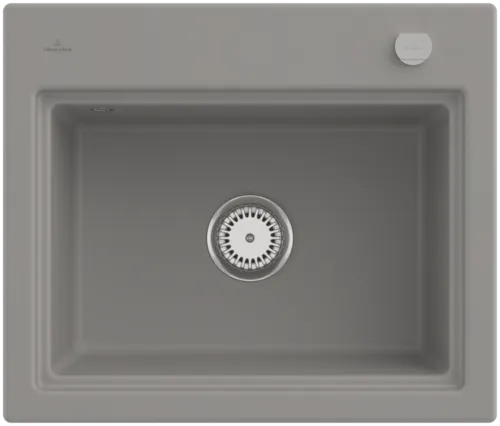 Bild von VILLEROY BOCH Subway Style 60 S Einbauspüle, inklusive Ablaufgarnitur mit Excenterbetätigung, Abtropfgitter, aus Keramik, 600 x 510 mm, Fossil CeramicPlus #336602KD