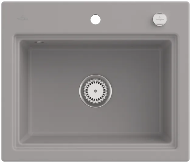 Bild von VILLEROY BOCH Subway Style 60 S Einbauspüle, inklusive Ablaufgarnitur mit Excenterbetätigung, Abtropfgitter, aus Keramik, 600 x 510 mm, Fossil CeramicPlus #336A02KD
